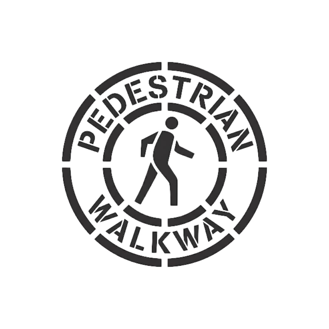 Pedestrian Stencil 21 Inch Crossing Symbol Parking Lot Pavement Marking .118 Thick Easy to Clean One Piece Overall 24" x 24" Reusable Template for