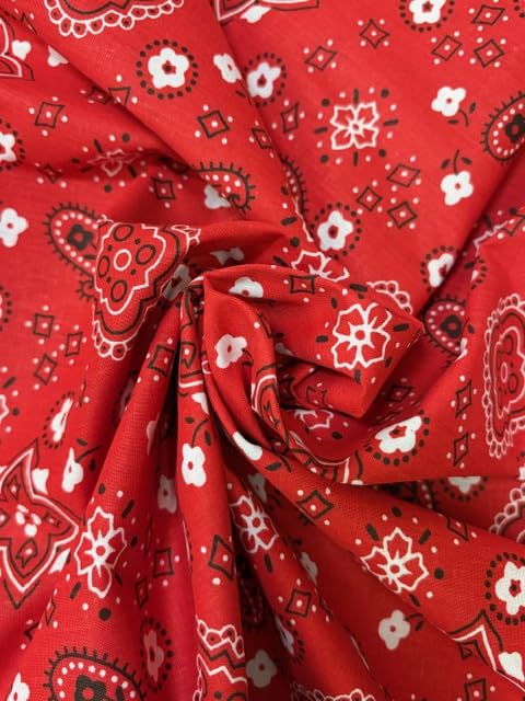 Sedona Designz Bandana Print Poly Cotton Fabric – 58' Wide, Soft &Amp; Breathable Material – Durable &Amp; Wrinkle-Resistant For Crafts, Apparel &Amp; Diy Projects