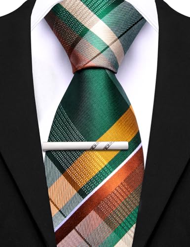 Image of Barry.Wang Mens 6 PCS Ties Silk Striped Paisley Check Floral Necktie Silky Woven Wedding Business Party Ties 3.34 inch
