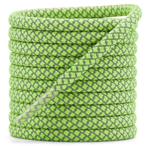DELELE Round Reflective Shoe Laces: 71 Inch Fluorescent Green Shoestrings