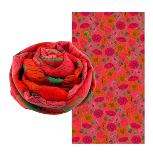 Foulard étamine Pylones Coquelicots, l'excellence d'un drapé élégant 100x180