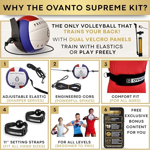 Image of OVANTO Volleyball Training Equipment Aid - Adjustable Practice Volleyball Kit
