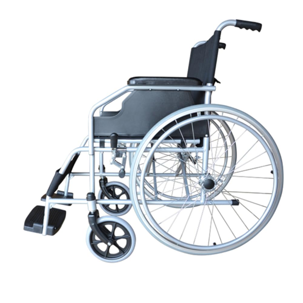 Movis Fauteuil roulant pliant et autopropulsé en acier pour handicapés et personnes âgées, facile à transporter et à plier, abordable et portable, utilisable en extérieur comme en intérieur, pour traitements orthopédiques, post-opératoires