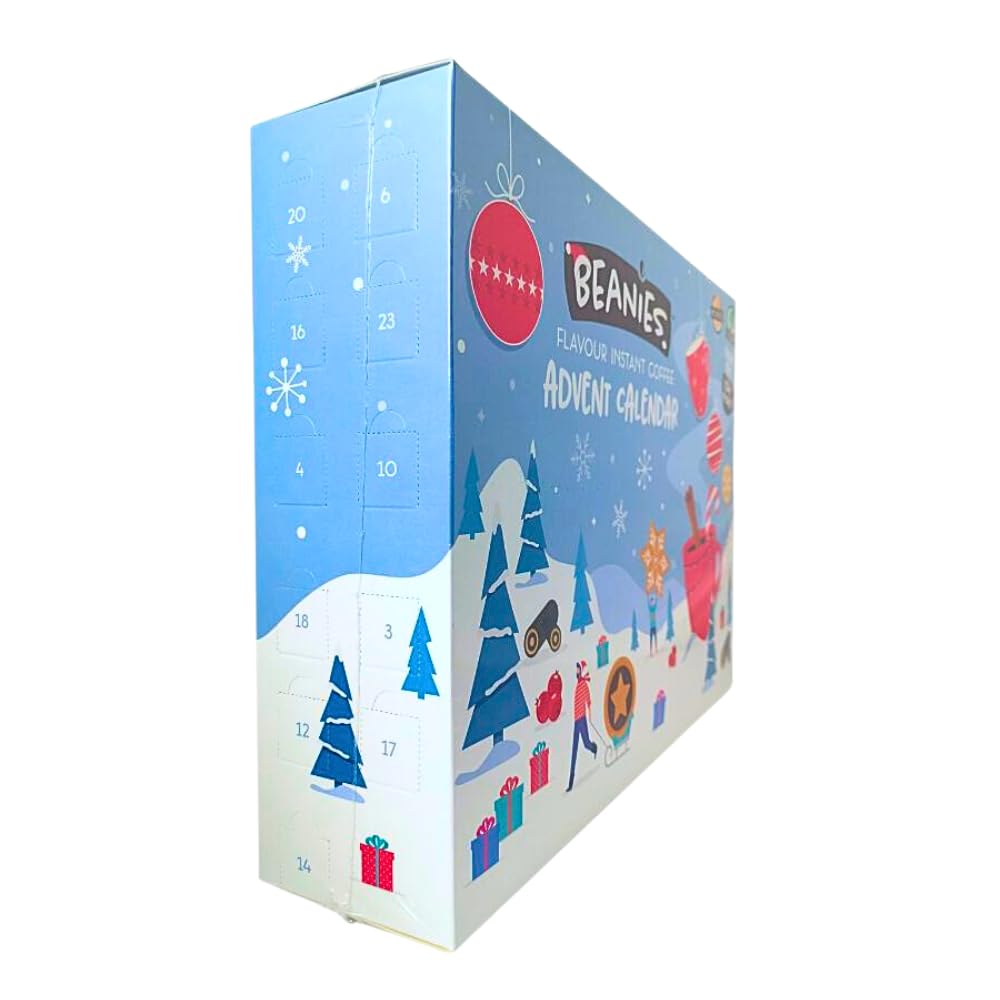 Beanies Coffee Calendario de Adviento de Navidad 2023 | Juego de regalo de café saborizado de 24 días | Regalos de café de Navidad para hombres y mujeres | Decoraciones de árbol de Navidad | Regalos