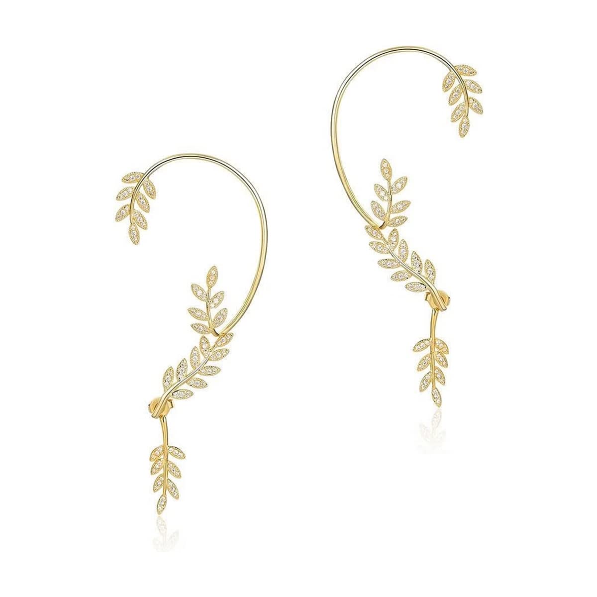 Jewels Galaxy Gold Plated Korean Ear Cuffs With Leaf Theme Stud Earrings (FMYN-ERG-35820) (B0C5RPY1X7) Amazon Price History, Amazon Price Tracker