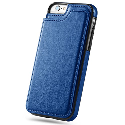 Hoofur Iphone 6S Plus Case, Iphone 6 Plus Case, Slim Fit Premium Leather Iphone 6 Plus Wallet Casae Card Slots Shockproof Folio Flip Protective Shell For Apple Iphone 6 Plus/6S Plus 5.5 Inch (Blue) #TOP6
