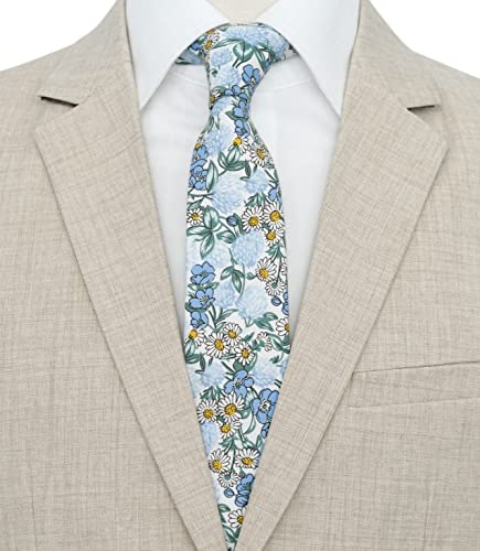 Image of BELLUNO Men's Cotton Floral Skinny Tie, 2.5 inch Width, with Gift Box