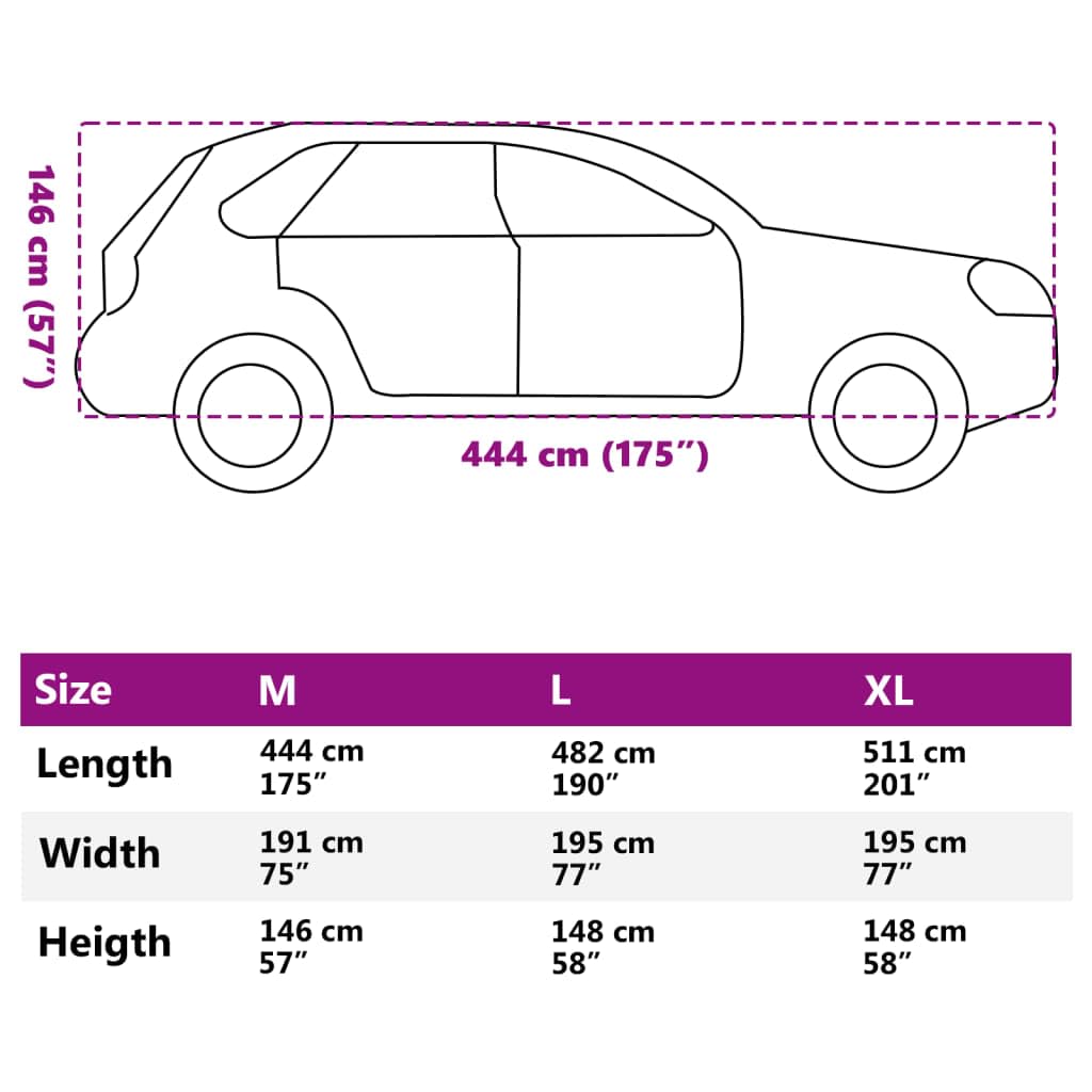 vidaXL Housse de Voiture SUV Protection Contre la grêle complète M