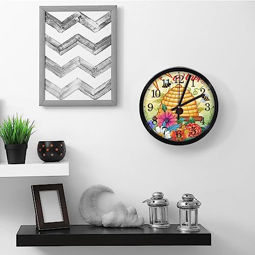 Horloge murale silencieuse à quartz sans tic-tac à piles Happy Bee