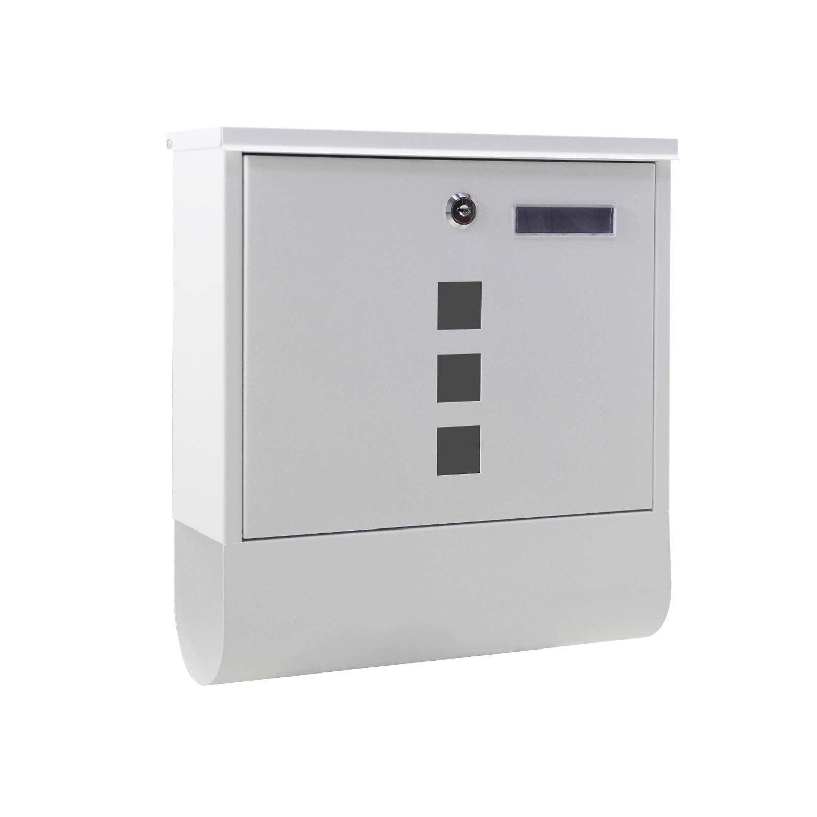 Buzón con Soporte para periódicos Blanco con 2 Llaves Montaje Pared Correo Cartas Correspondencia