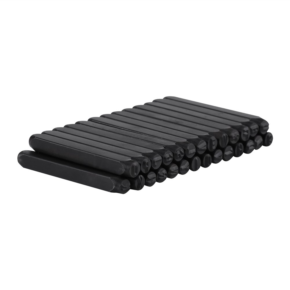 Set di punzoni in acciaio al carbonio 36 pezzi, kit di strumenti per timbri in metallo con punzonatura a lettere alfabetiche da 4 mm con kit di timbri in metallo con Include 9