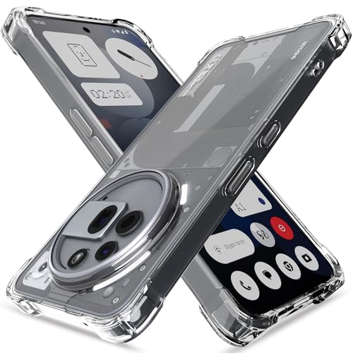 Image of Amazon Basics Back Cover for Nothing Phone 3a Pro 5G PC + TPU Clear Transparent Raised Edges Shockproof Protective Phone Bumper Case(Transparent)