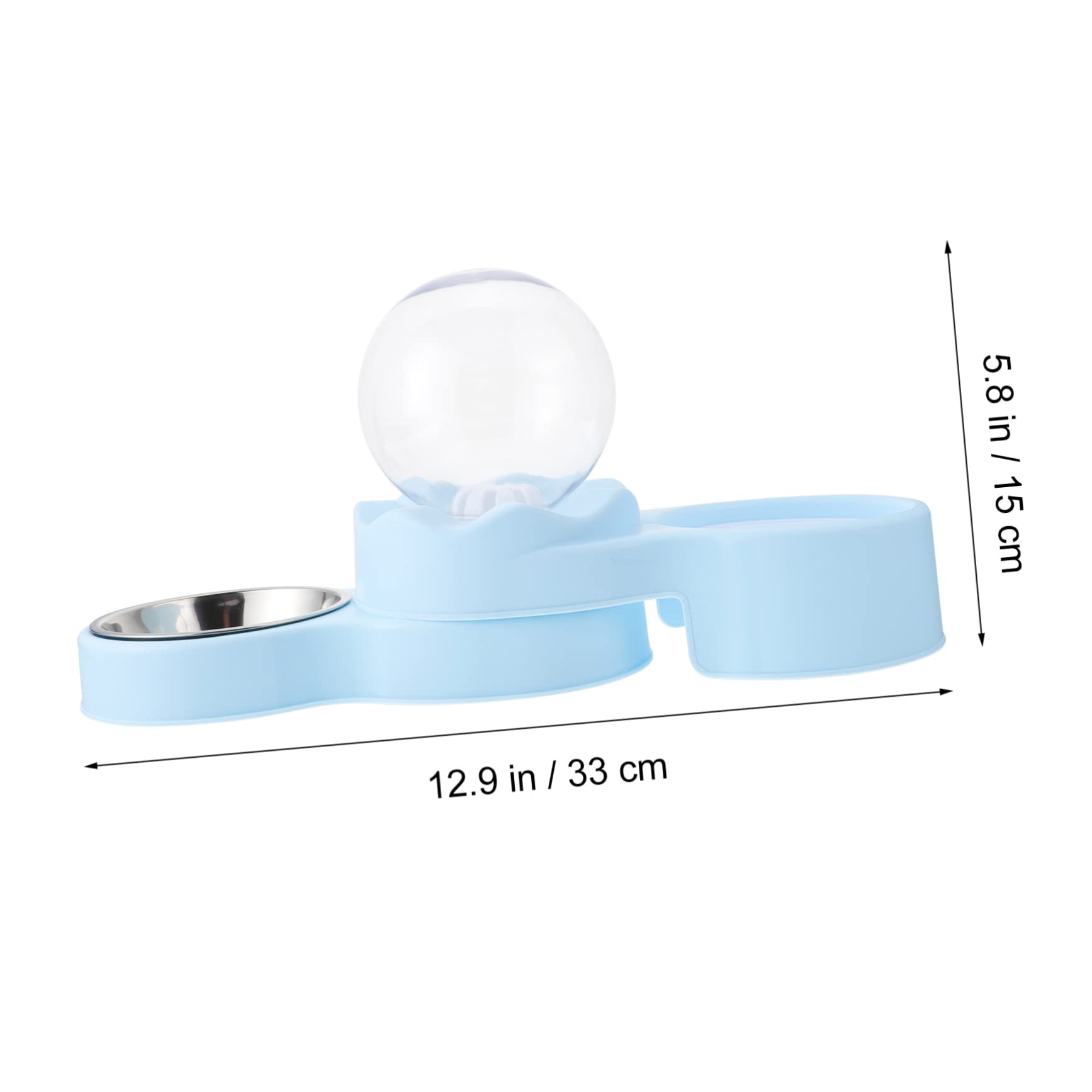 Distributeur D'eau pour Chat à Double Gamelle Bleu en P et Acier Inoxydable