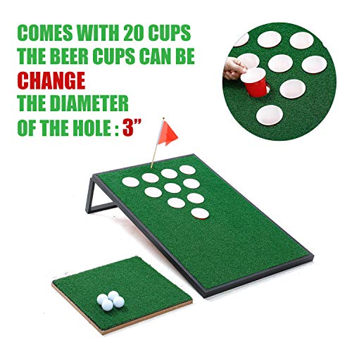 OOFIT Golf Pong Game Set, Pong Cornhole Chipping Target Game Set with Chipping Mats, Black - Thumbnail 3