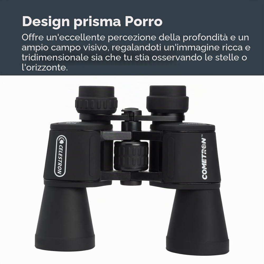 Celestron 71198 Cometron 7x50 Binocolo con prisma di Porro, Nero