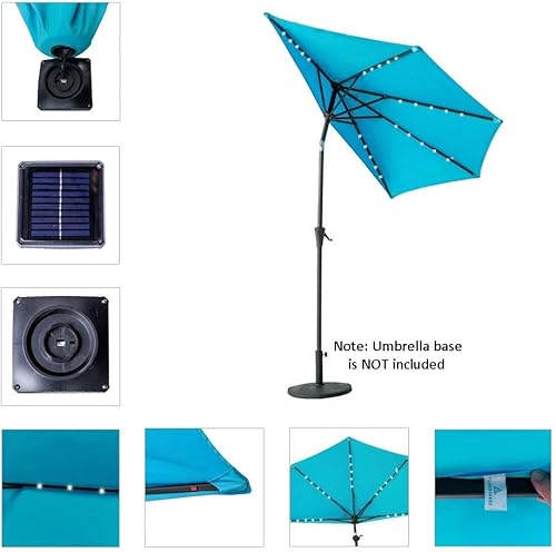 Miniatura 2 de FLAME&SHADE Paraguas de mesa de patio con energía solar de 9 pies para pared y balcón con luces LED e inclinación