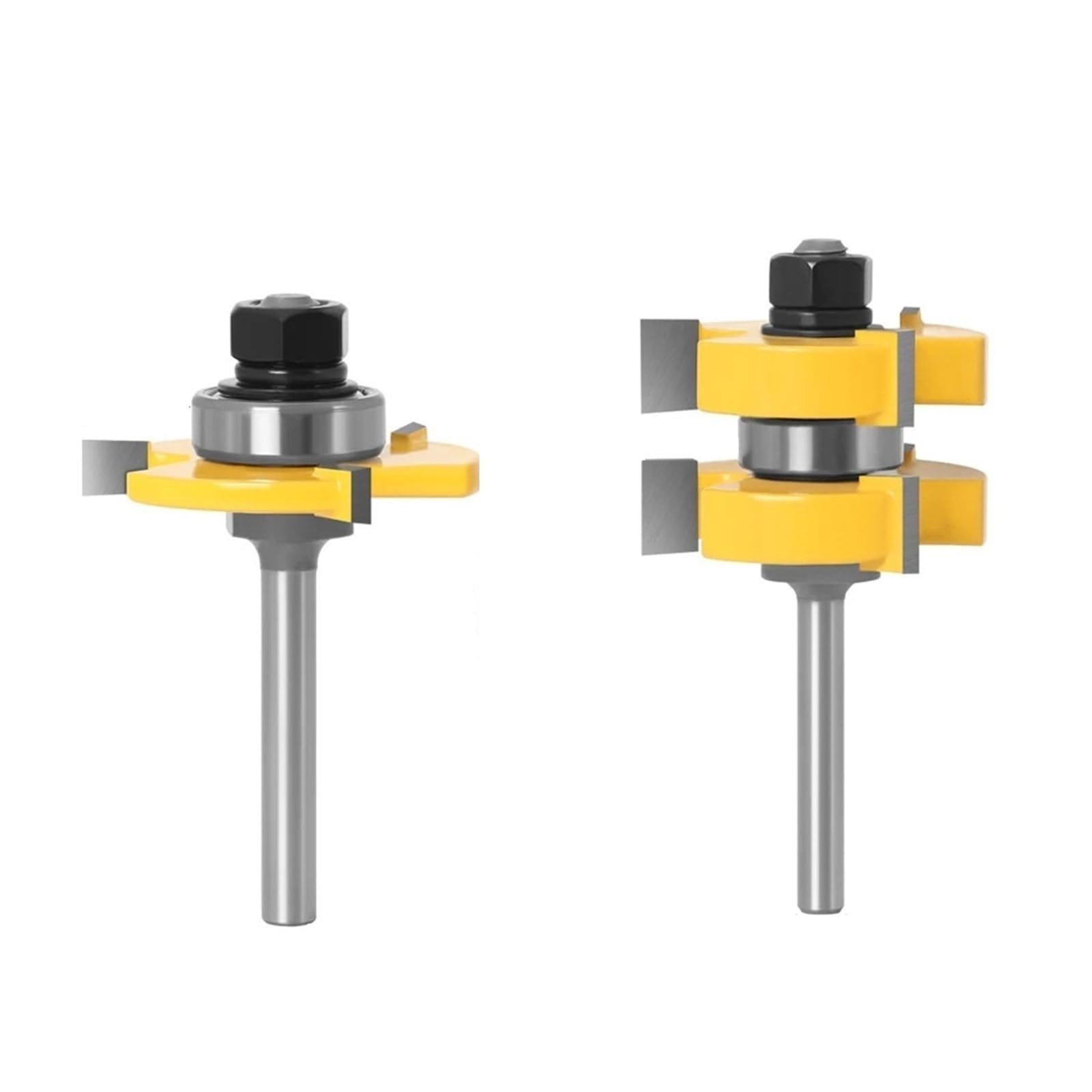 KAPQIN 2PCS 6mm 1/4Shank Tongue Groove Router Bit Set Large Stock Up To 1-1/4 Woodworking Cutter Tenon Cutter For Woodworking Tools(6mm shank)