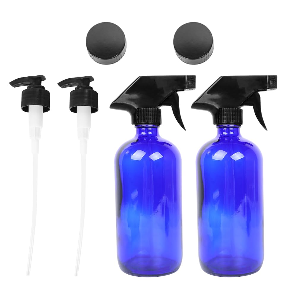 Flacons vaporisateurs en verre bleu 500ml rechargeables pour le nettoyage de la maison