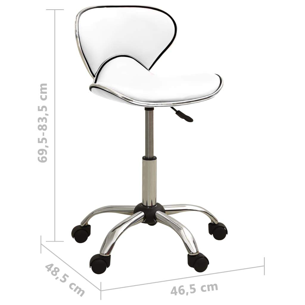 Friseur Rollhocker Weiß Kunstleder höhenverstellbar 69,5-83,5 cm mit 5 Rollen drehbar ergonomisch für Salon Kosmetik Barber Styling Studio Arbeitsstuhl
