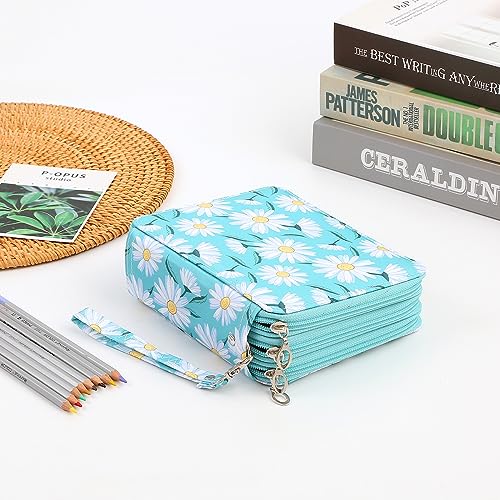 Image of Portable Colored 72 Slots Pencil case Organizer with Printing Pattern for Watercolor Pens, Pencil Case Organizer for Artist