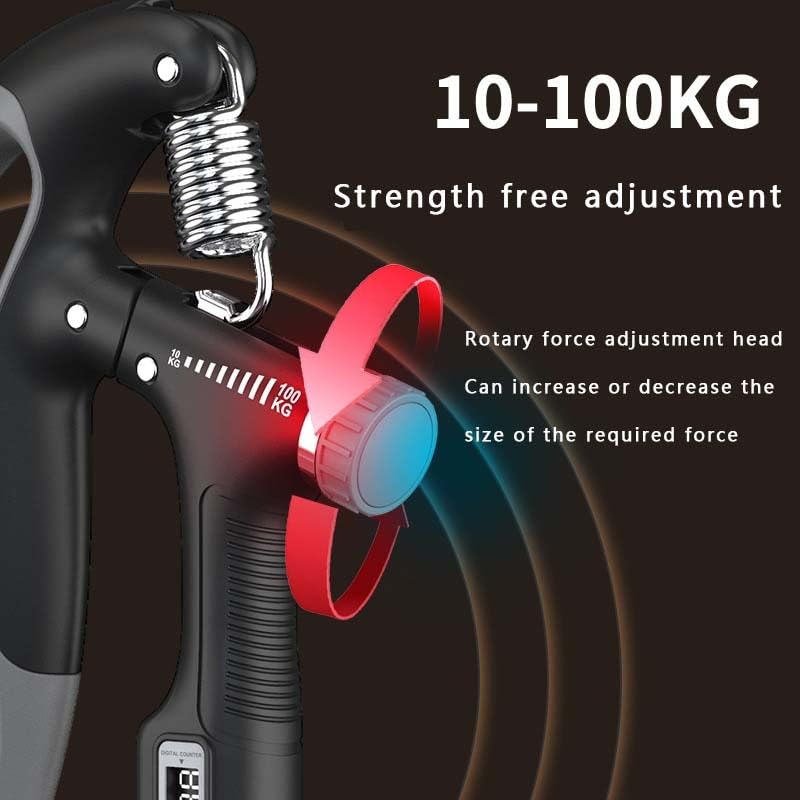 Image of D-Shape Hand Gripper with Counter Adjustable Resistance 10KG-100KG | Power Grip Trainer for Forearm, Finger & Hand Strength | Home & Gym Workout Tool
