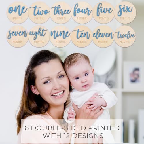 Image of Giftacity 3D Blue Baby Monthly Milestone Signs, One Month Sign for Newborn