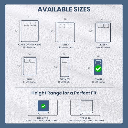 Utopia Bedding Waterproof Mattress Protector Twin Size, Premium 200 GSM Terry Mattress Cover, Soft & Breathable Bed Cover, Fitted Sheet Style with Stretchable Deep Pockets 15