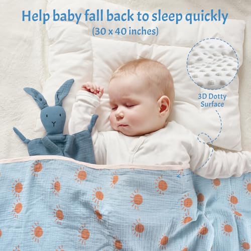 Image of Baby Shower Gifts for Boys, Baby Boy Gifts & Newborn Essentials Bunny Lovey Security Blanket Wooden Milestone Card Infant Rattle Toy, Neworn Boy Gift Basket Set