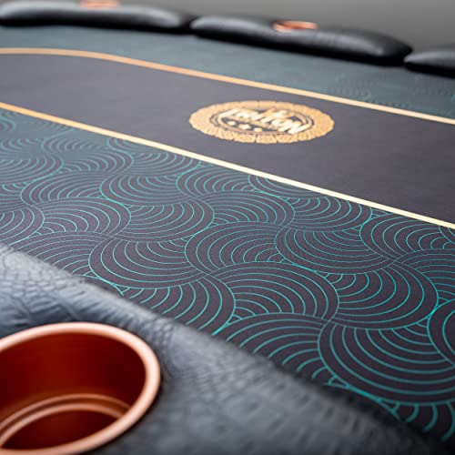 Triton™ Premium Poker Table Mat For 10 Player - Portable Multi-Spandex Fabric Rubber Portable Poker Game Mat With Zippered Oxford Fabric Carry Bag - 77.75" L X 35.5" W #TOP3