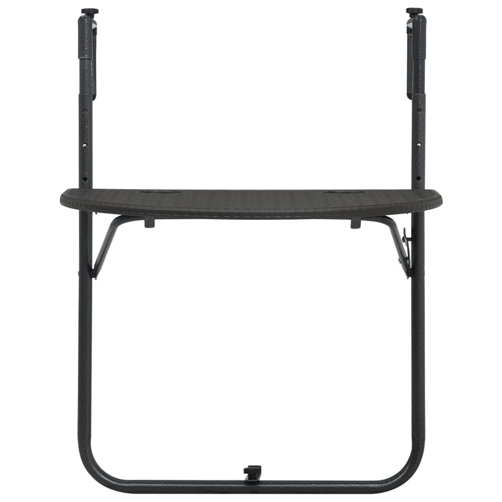 Tavolo da Balcone Pensile Marrone 60x64x83,5cm Plastica Rattan,Tavolino da Balcone Pieghevole, Tavolo da Appendere per Giardino, Terrazza, Cortile, Tavolino da Esterno