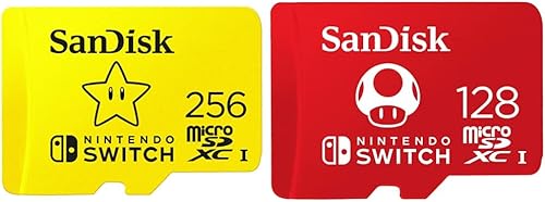 SanDisk Tarjeta microSDXC de 256 GB, licencia para Nintendo-Switch - SDSQXAO-256G-GNCZN y tarjeta microSDXC de 128 GB, licencia para Nintendo-Switch