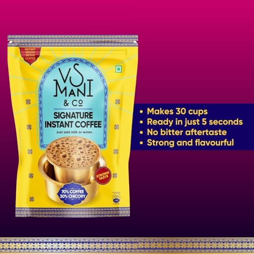 Image of VS Mani & Co Signature Instant Coffee - Strong, Flavourful Coffee Powder, South Indian Taste | Pack of 4 x 100gm | 200gm