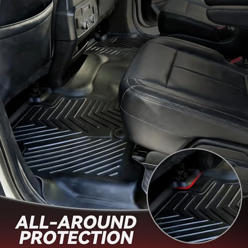Image of YITAMOTOR Floor Mats for Ford Expedition 2018-2024 7-Seater (Not for Max) | Custom Fit All Weather TPE Mat, 18-24 Ford Expedition 7 Seats XLT Accessories Floor Liners Full Set, Backrest & Cargo Liner