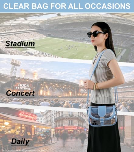 Image of Clear Bag for Stadium Events, Stadium Approved Clear Crossbody Bag for women,Waterproof Saddle bag for Concert