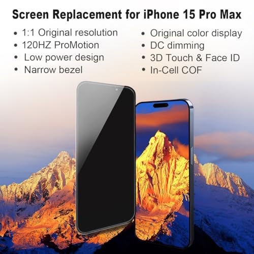 Écran de remplacement iPhone 15 Pro Max dalle haute précision IPS FHD A2849 - 2