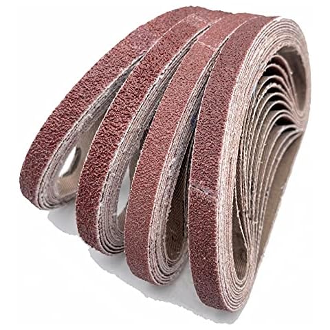 48 Pcs 3/8 x 13 Inch Sanding Belts, Aluminum Oxide Abrasive File Belts for 3/8 Inch x 13 Inch Air Belt Sander, 8 Each of 40 80 120 150 240 400 Grit Cover
