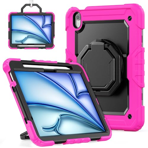 Étui antichoc iPad Air 11 M4 évitez les casses coque rose avec sangle épaule