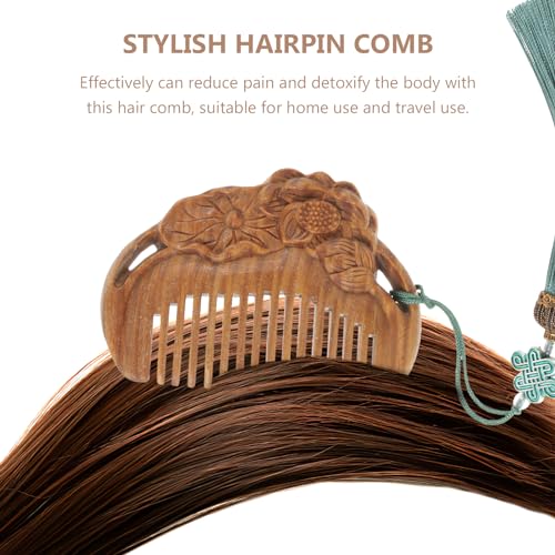 minkissy Carved Lotus Sandalwood Comb Portable No-Static Wooden Combs Massage Combs Hair Comb for Women Home and Salon Use - Image 4