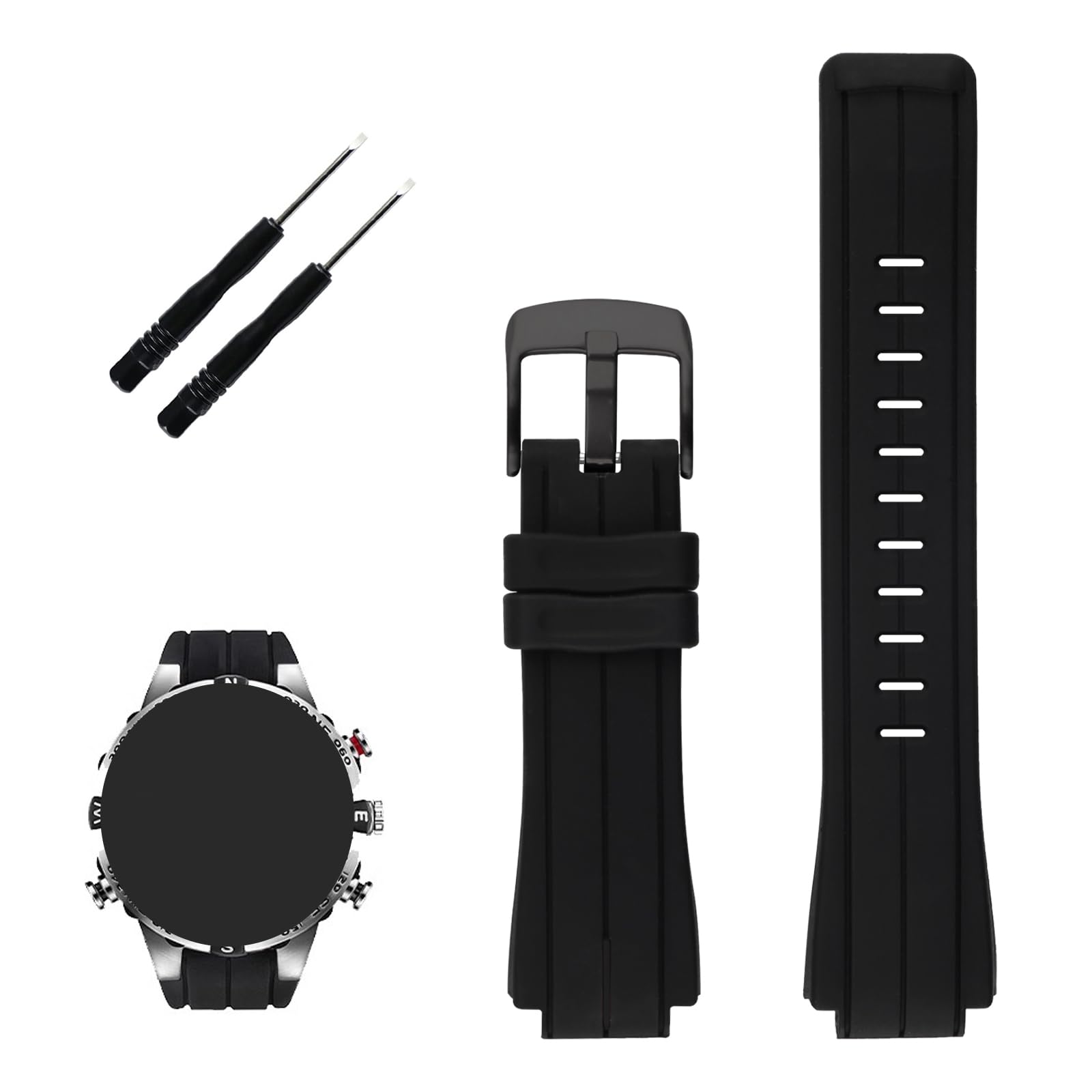 XIW Compatible for Timex T2N720 T2N721 T2N739 TW2T76500 TW2T76300 TW2T76400 24mm x16mm Rubber Watch Band Replacement for men Silicone Wirstband Strap