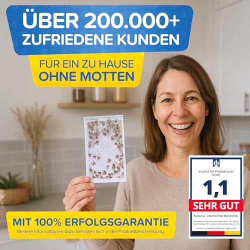 Patronus Lebensmittelmotten-Falle [10 Stück Vorteilspack] - Mottenfalle gegen Lebensmittel-Motten mit maximaler Lockwirkung - Pheromonfalle mit Hochleistungs-Leim zur Befallsermittlung