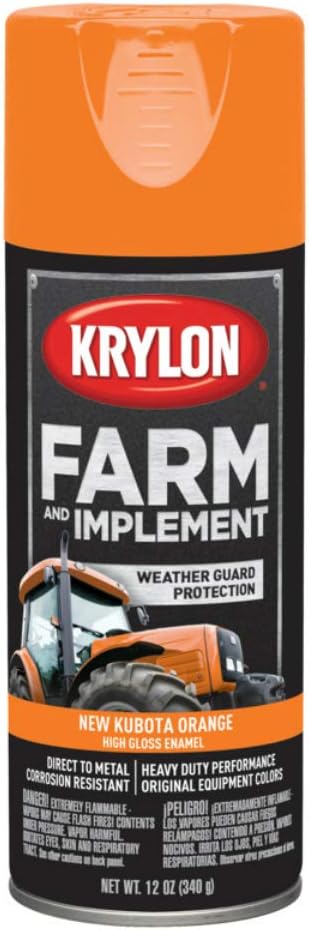 K01954008 Farm & Implement Spray Paint, High Gloss, New Kubota Orange, 12 oz(340 grams)