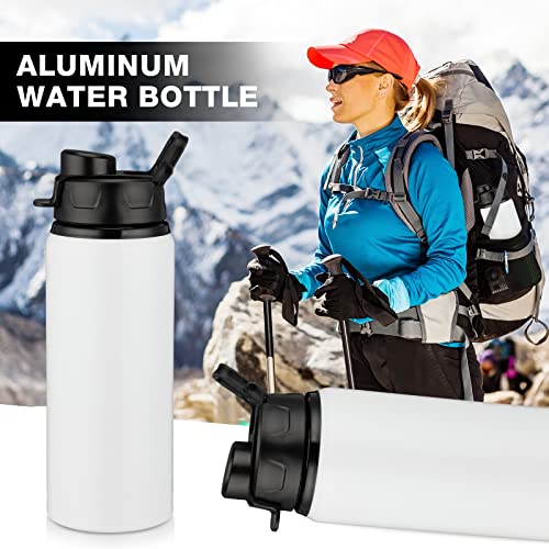 Shellwei 10 Pieces Aluminum Water Bottle 20 Oz Leak Proof Aluminum Reusable Bottles Lightweight Portable Sports Water Bottle Bike Water Bottles Snap Lid Metal Water Bottle For Travel (White) #TOP3