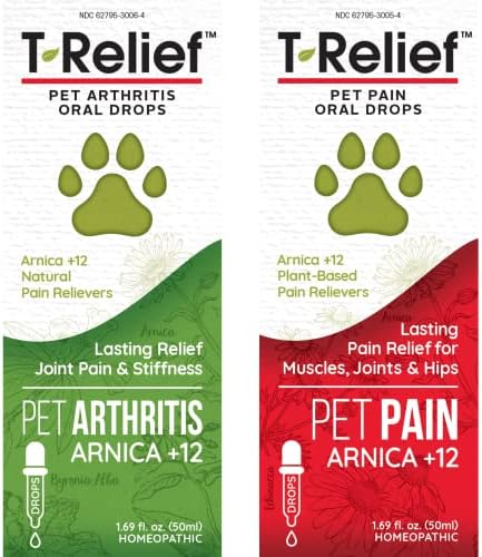 MediNatura T-Relief Pet Pain Relief Arnica +12 Drops -1.69 oz and MediNatura T-Relief Pet Arthritis Pain Relief Drops -1.69 oz Bundle MediNatura T-Relief Pet Pain Relief Arnica +12 Drops -1.69 oz and MediNatura T-Relief Pet Arthritis Pain Relief Drops -1.69 oz Bundle