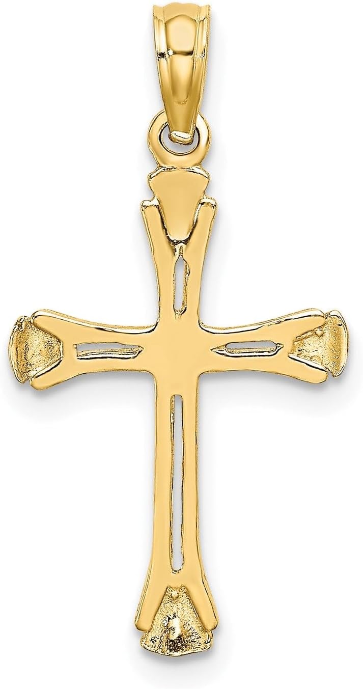 Jewelry Affairs 14K Real Solid Yellow Gold High Polished Unisex Cross Pendant,1 x 0.5 inches
