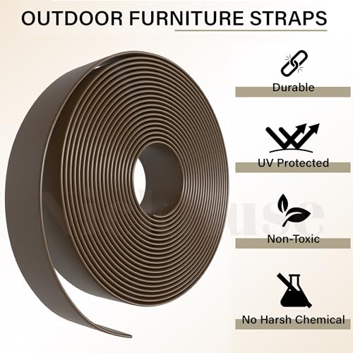 NickHouse 1.5\" x 10\' Vinyl Straps for Patio Chairs Repair Kit Vinyl Strap Replacement for Outdoor Furniture Patio Lawn Chair Repair Strap Strapping - Dark Brown