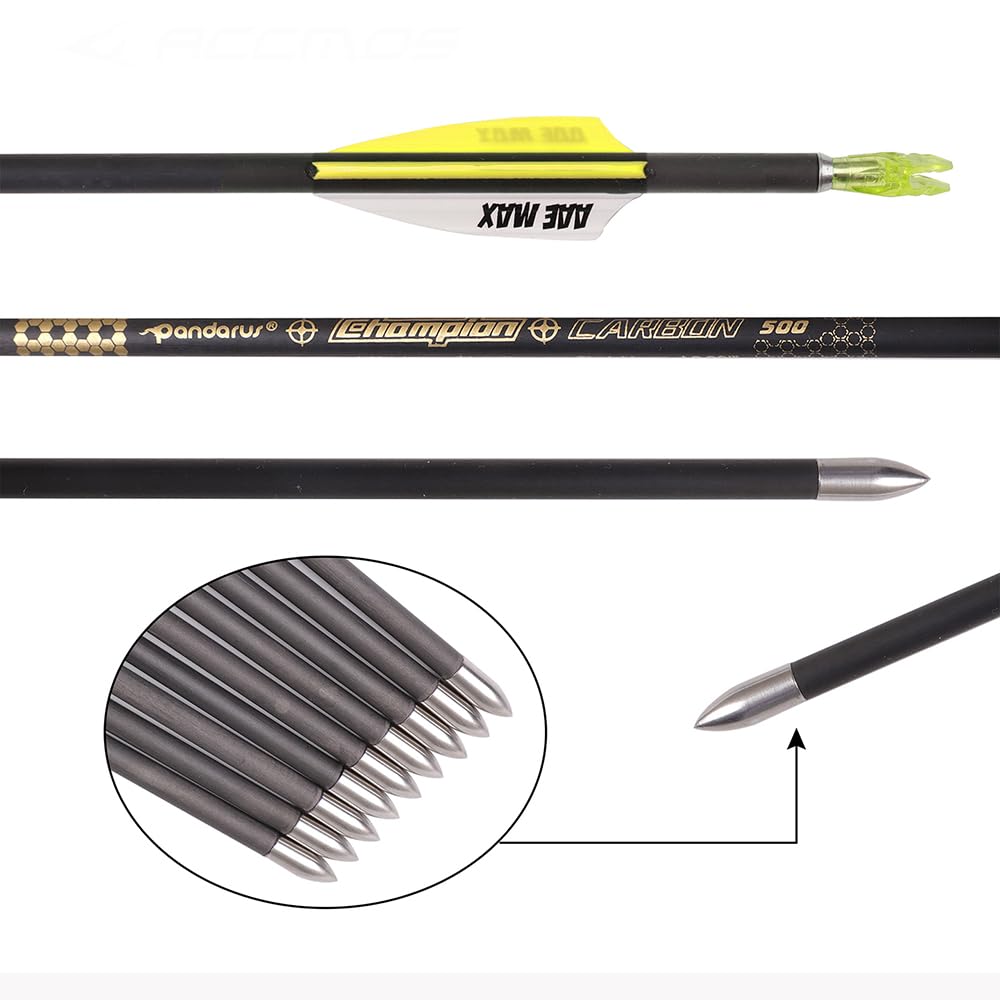 12 pz Flechas de Competición ID 4,2 mm Spine 300 400 500 600 700 800 900 1000 1100 1200 1300 1400 1500 Amarillo Blanco Ranuras de Aire Plumas Flecha, para Tiro con Arco
