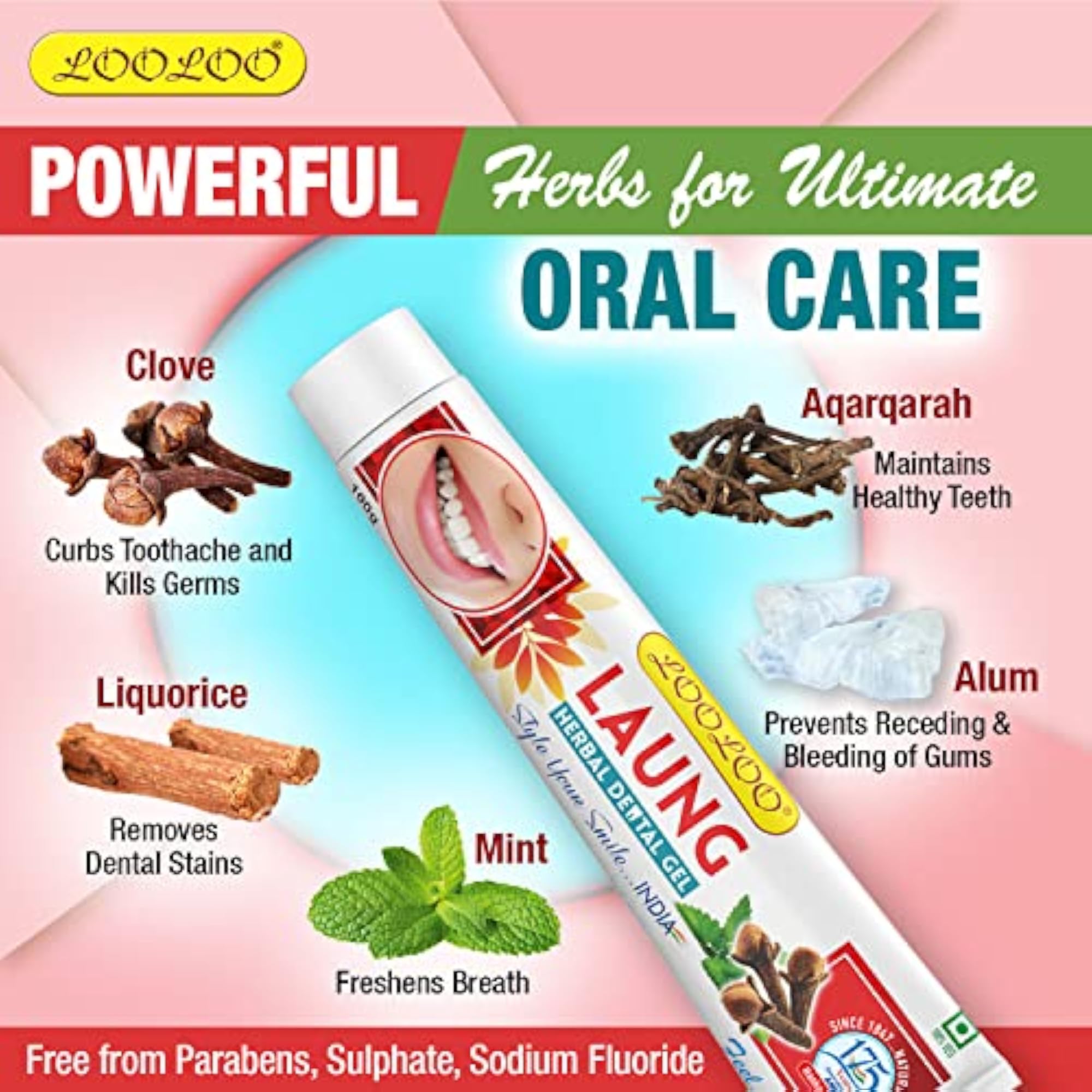 LooLoo Combo of 3 Herbal Products for Oral Health