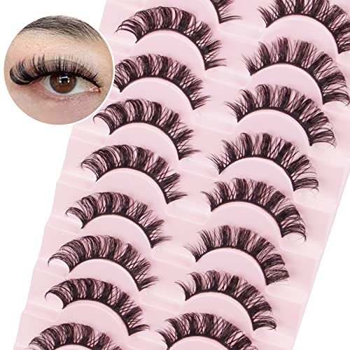 False Eyelashes Natural Look Russian Strip Lashes Faux Mink D Curl Fake Eyelashes Wispy Fluffy Volume 3D Effect Cat Eye Lashes Reusable Handmade Soft Lightweight 10 works - Image 4