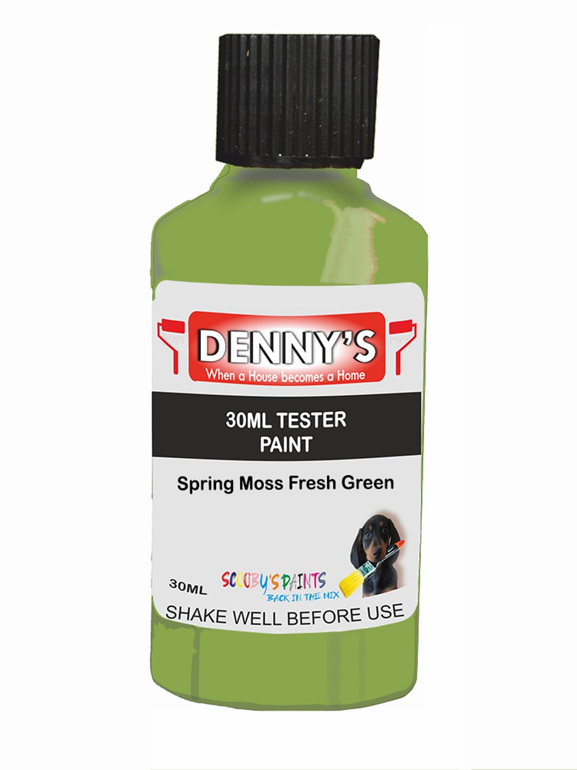 SCOOBYS PAINTS BACK IN THE MIX Chalk Emulsion Matt Paint, Water-Based, No Primer Required, For Walls and Furniture Light Green, (Spring Moss Fresh Green, 30ml Colour Tester)
