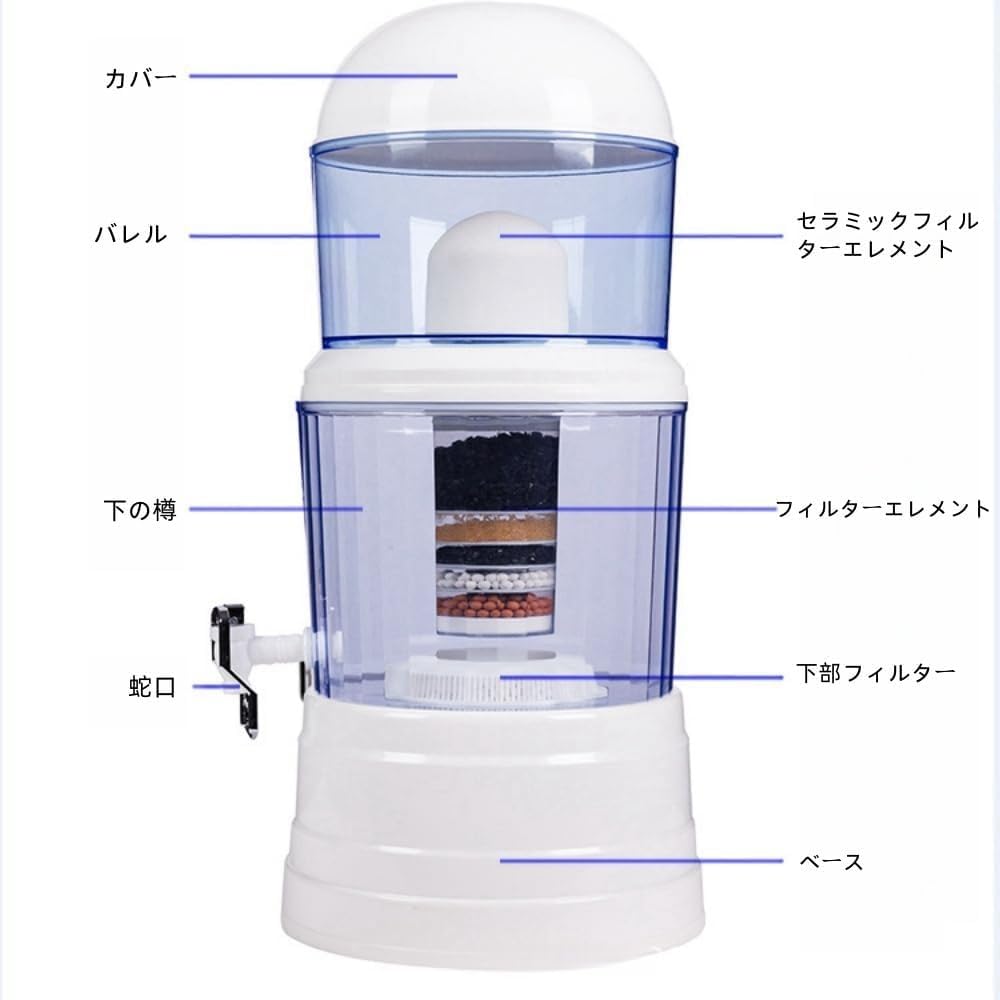 多層フィルター 浄水器 災害 ミネラルウォーターポット 16L 多層フィルター 浄水器 災害 ミネラルウォーターポット 16L